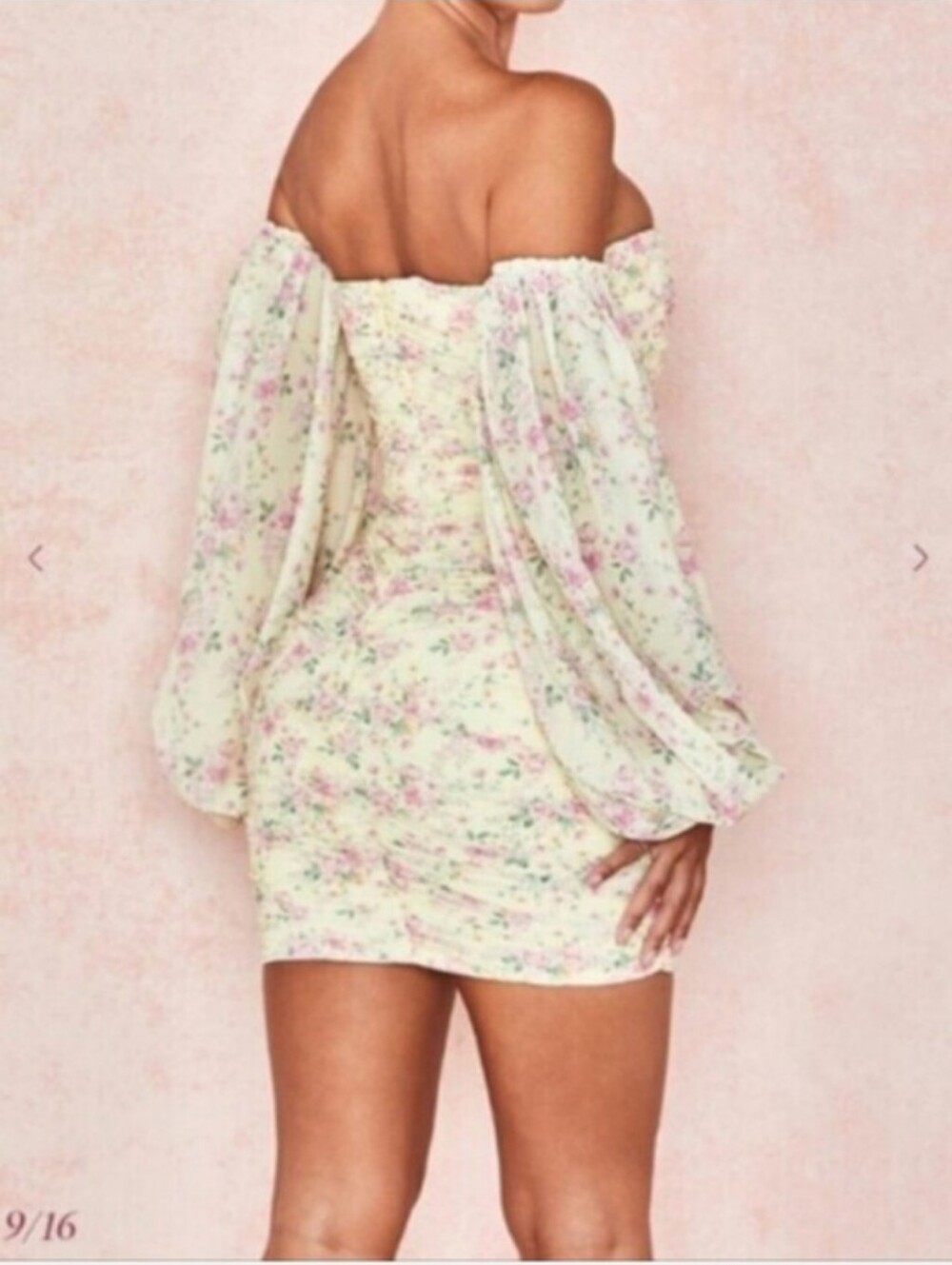 NWT House Of Cb London Giovanna Lemon Print Fkoral Mini Dress Size L - Picture 2 of 9
